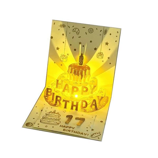 3D Pop-up Grattiskort med Glitter LED-ljus och Musik A2