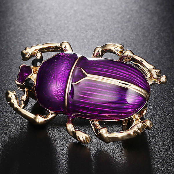 Vintage Lady Broche Beetle Emalje Animal Insect Shirt Broche Purple