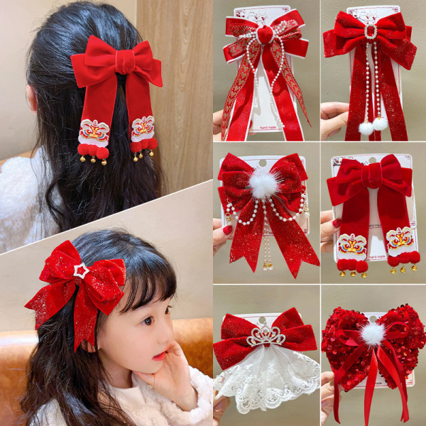 Bow Hair Clips Lady Girls Lapset New Year Qipao Costume Matc A13