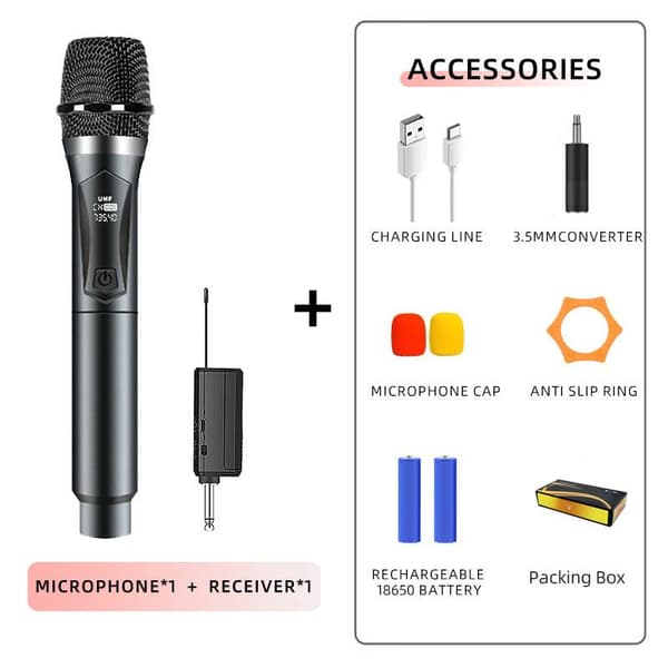 Trådlös mikrofon 2 kanaler UHF professionell handhållen mikrofon A