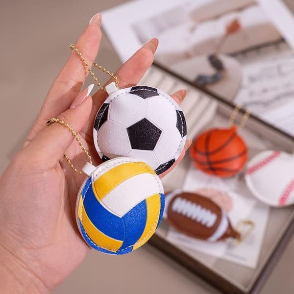 Baseboll Fotboll Basket Baseboll PU Läder Nyckelring Kvinnor A5