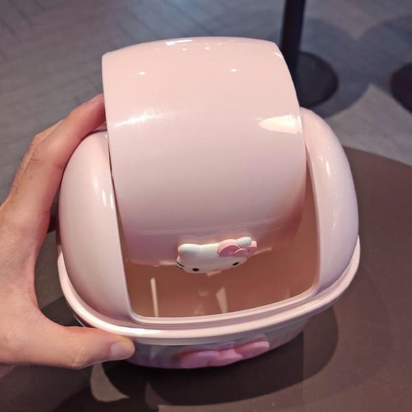 Hello Kitty Skrivbordsliten Papperskorg med Vipplock för Sovrumskontor D