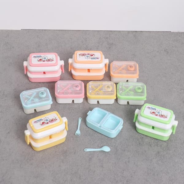 1 sæt Mini 2-lags dukkehus Bento Box til dukkeleg Min D