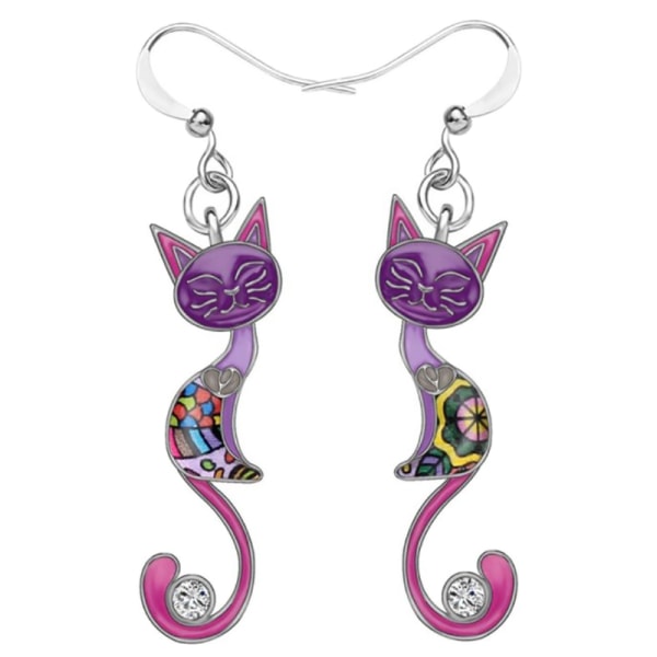 Milangirl Colorful Small Cat Ear Dangle Örhängen för kvinnor Dang A3