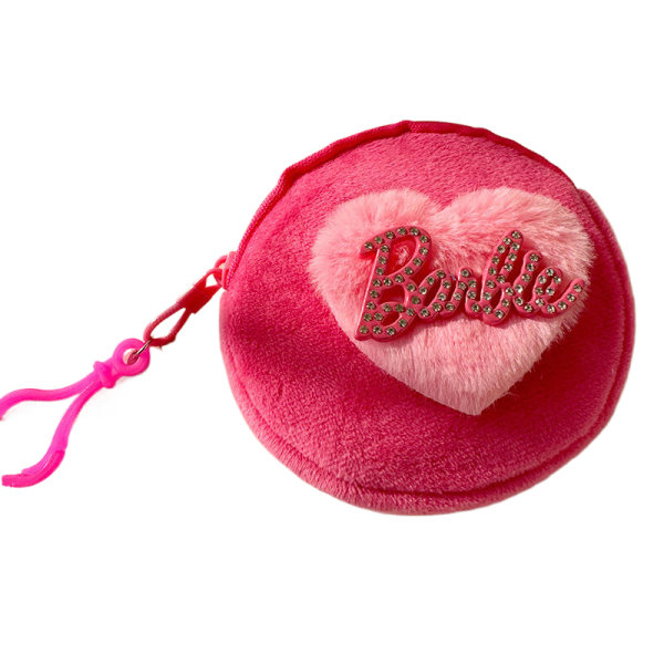 Barbie Heart Plysj Mynt Veske Bærbar Money Change Pouch Earph Pink