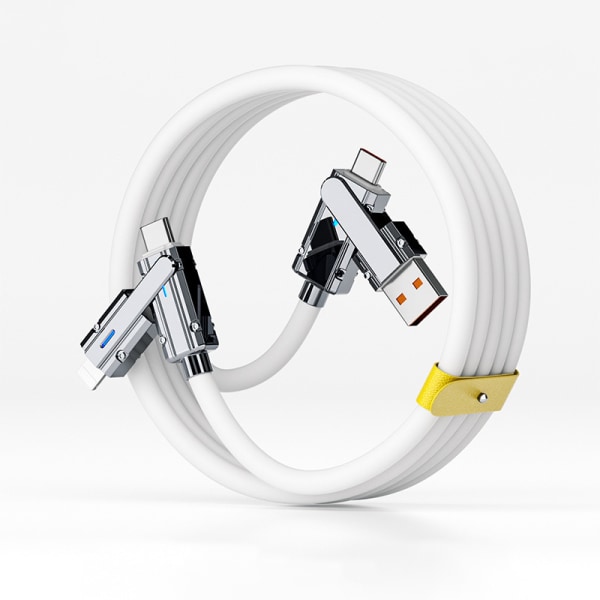 Ny 100W 2 i 2 PD snabb USB kabel för/honor utdragbar portab White 2m