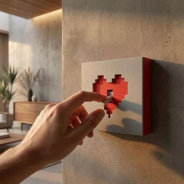 Piksel Hjerte Lysbryterdeksel 3D Veggbryterpanel Dekor Beskyttelse