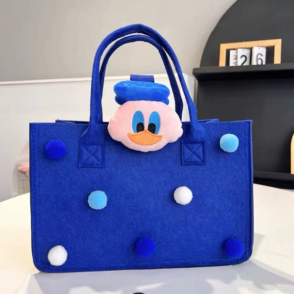 Filt Shopping Tote Party Favor Enfärgad Handhållen Dam Tra blue duck