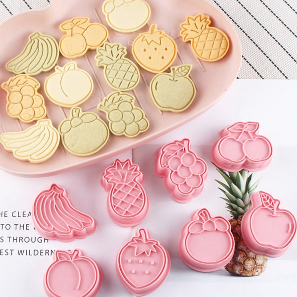 8 kpl Fruit Cookie mold 3D-kuorrute Fondant Plastic Coo