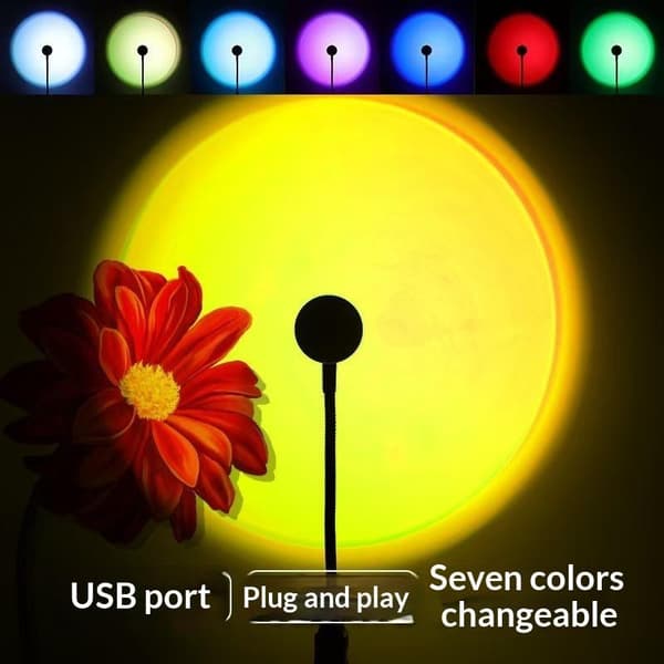 Auringonlaskun projektiolamppu USB Monivärinen kodinsisustus tunnelmalamppu A2