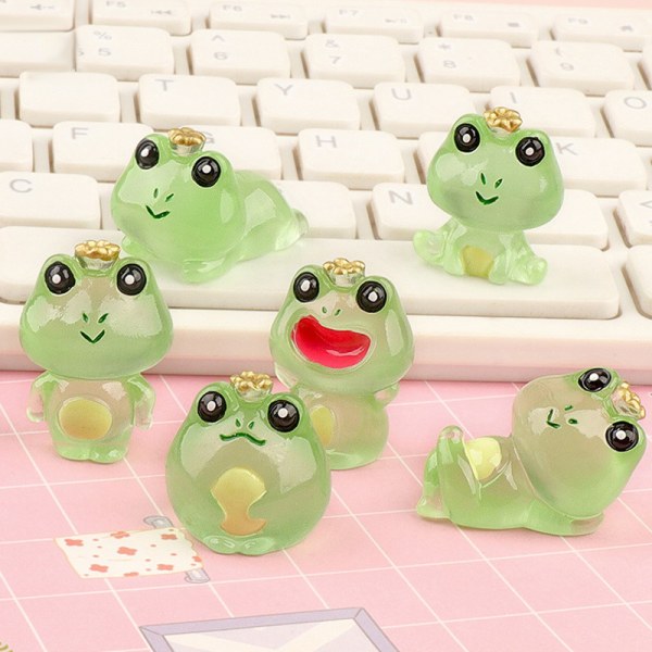 Färgglad självlysande groda Craft Resin Ornament Desktop Miniature O A