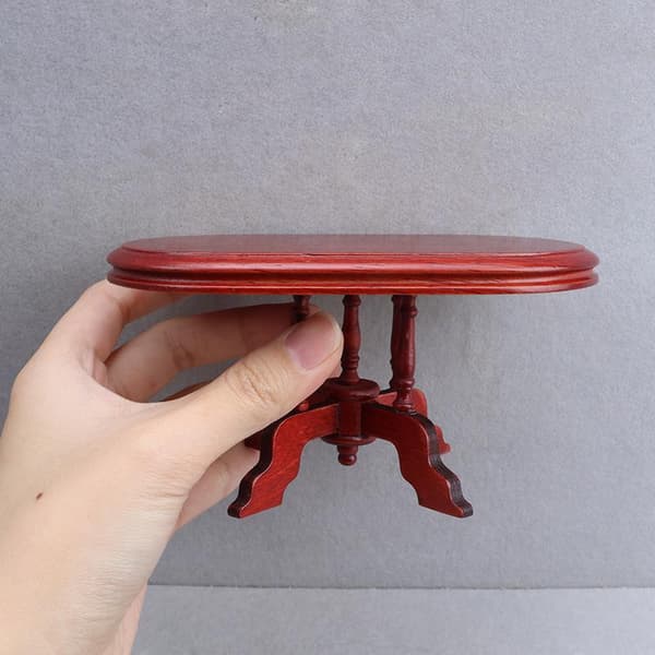 1 sæt 1/12 dukkehus mini spisebord og stole sæt udstilling A3