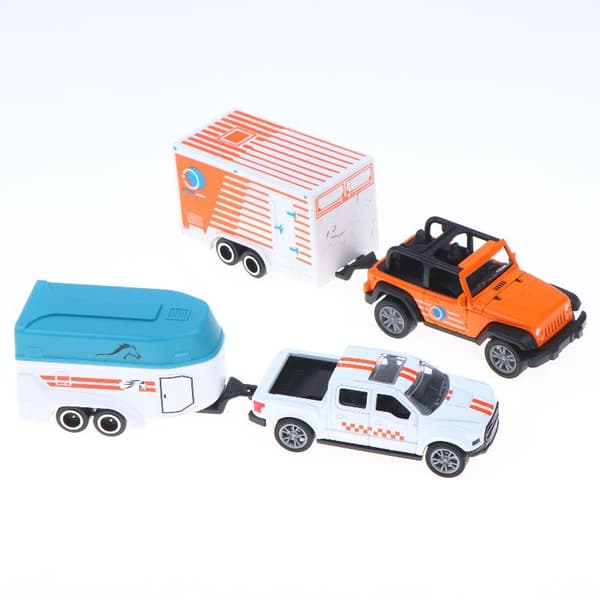1 set 1:64 formgjuten pickup husvagn bilmodell klassisk dragbil Silver Jeep
