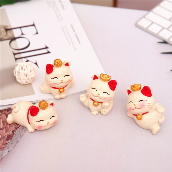 Kawaii Cat Figurine Wealth Fortune Sculpture Gaming Office Tabell A4