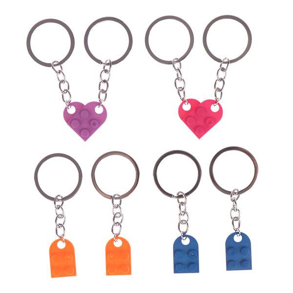 2 stk Cute Love Heart Brick Nøglering Gray