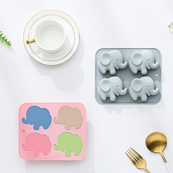 4-hulls Baby Elephant Silikonform e Dyrefondant Godteri Choco Pink