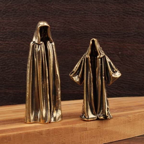Grim Reaper Lille Statue Messing Ansigtløse Mænd Figurer Retro Hjem A2