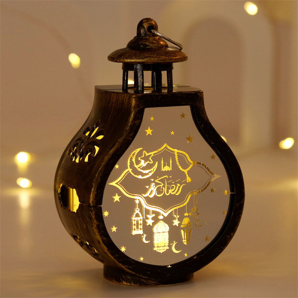 Ramadan Kareem Decor 2024 Led Lantern Light Eid Mubarak Ornamen Black