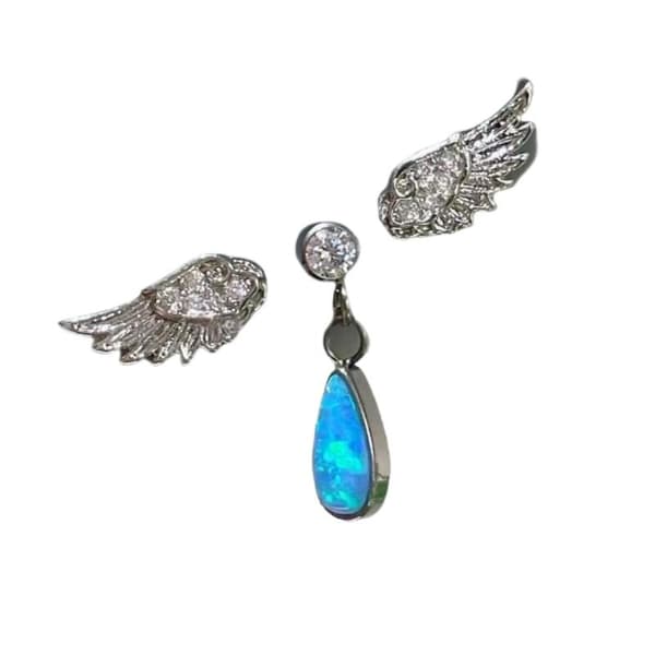 3 st Zircon Wing Örhängen Stud Kvinnor Glänsande Änglavingar Vatten Dr Red