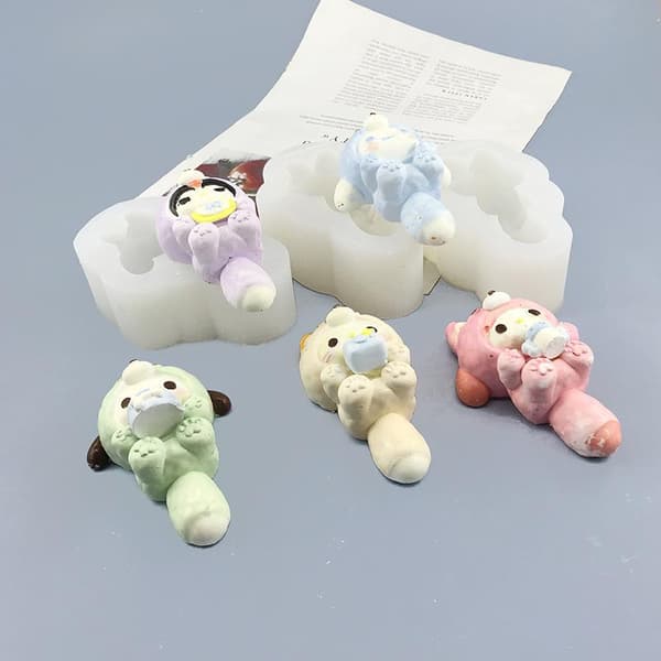1 stk e Sanrio Stearinlys Silikonform 3D Kuromi Aromaterapi Plast KT Cat