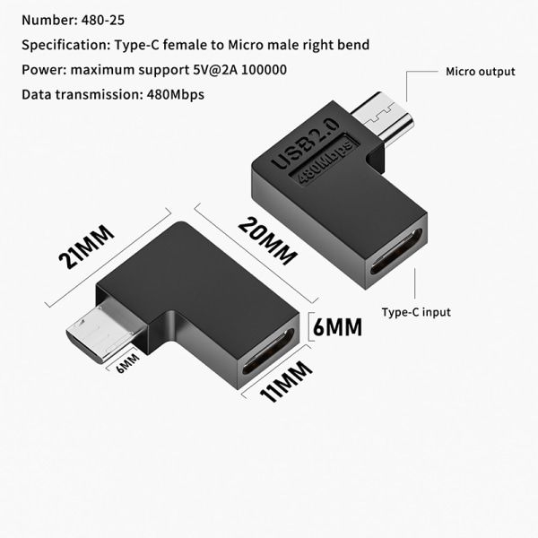 Typ C till mikro-USB Konvertera kontakt hona USB-C till hane Micr A2