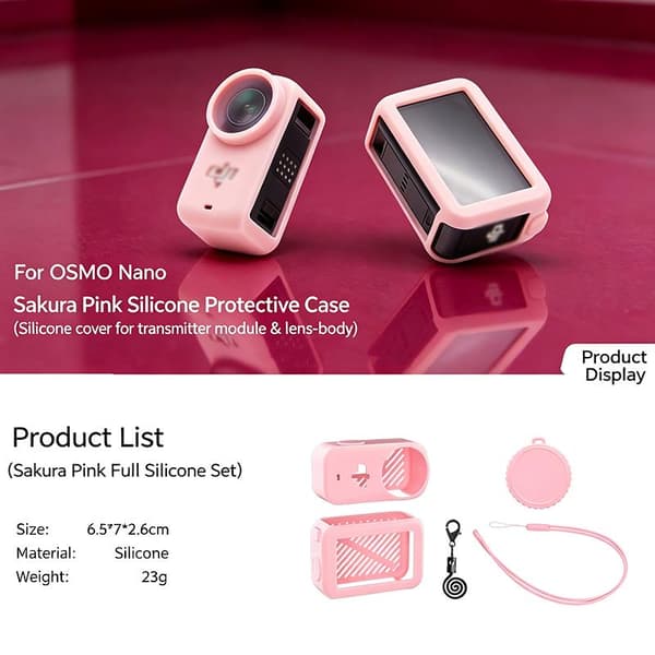 Silikonskyddsfodral för Osmo Nano tumkamera, anti-fall D Pink