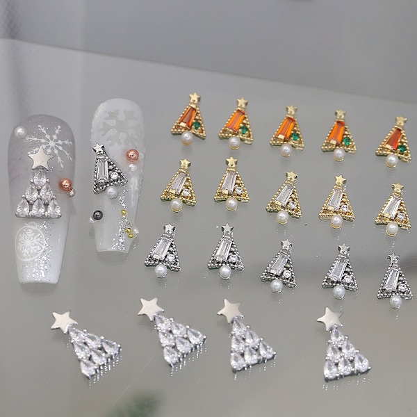 1 stk Glitter Full Zirkon Juletre Perler Diamanter Legering Nai A3