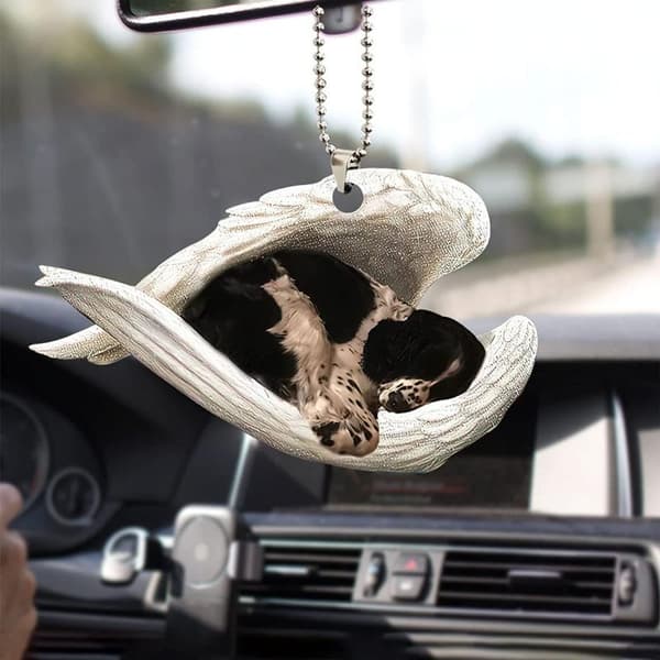 Kreativ Sovende Englevinge Hvalp 2D Flad Bil Bakspejl A12