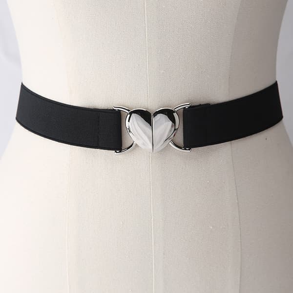 Elastiska bälten Love Heart Metal Spänne Midja Klänning Tröja Dekor White