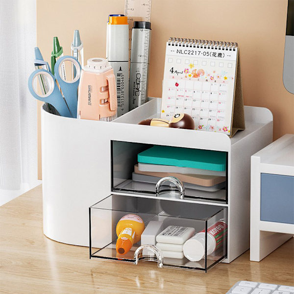 Penneholder med skuff Multifunksjon Desktop Organizer Statione A1