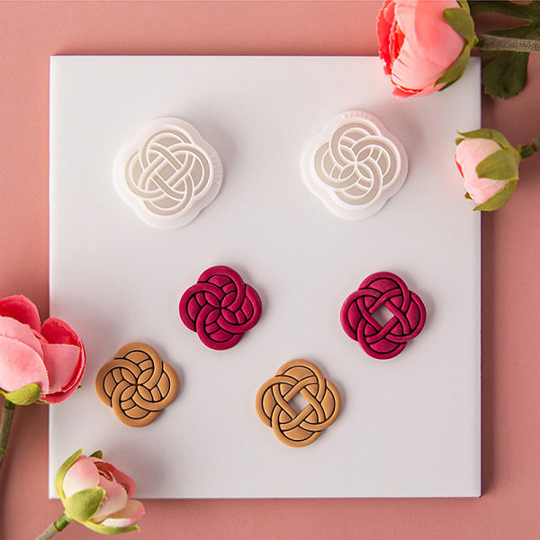 Ny geometrisk form Polymer Clay ters Embossing Clay Earring te A