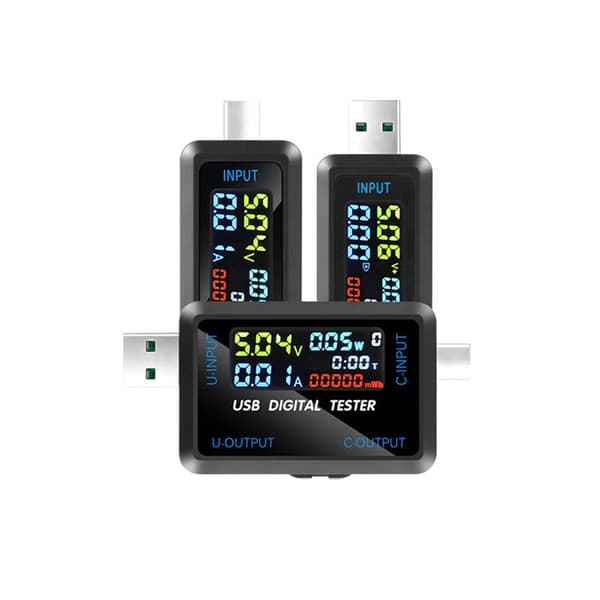High End 10-i-1 USB Type C Voltmeter Amperemeter Kapacitetstester D USB