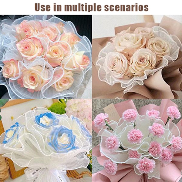 28cmx1M Blomsterförpackningspapper Våg Garn Blomsterhandlare Bukettförpackning White