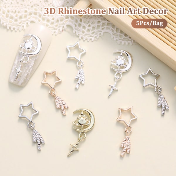 5 kpl Nail Diamond Nail Art Decor Star Moon Nail Drills Patch Na A1