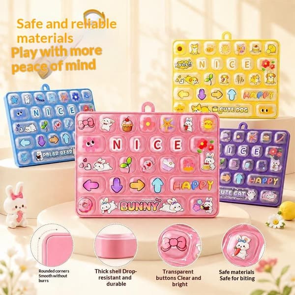 26Grid Keycap Clicker Anti Stress Fidget Tangentbord Nyckelring Deco Blue