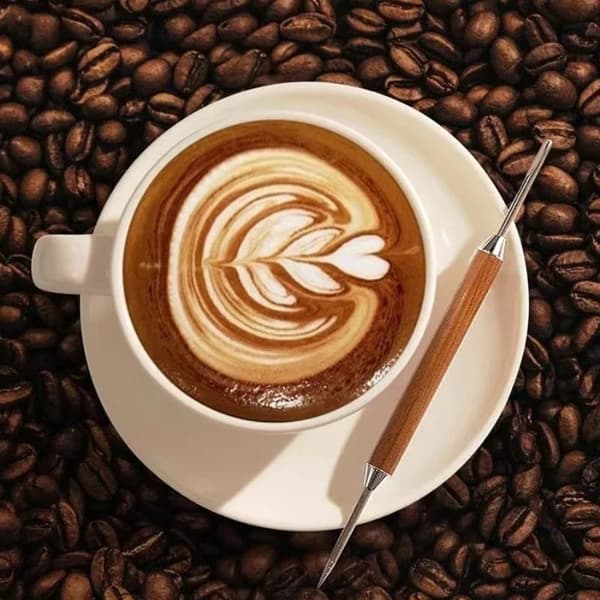Kaffe Latte Art Utsøkt Profesjonell Heklenål Utskåret Fl Silver