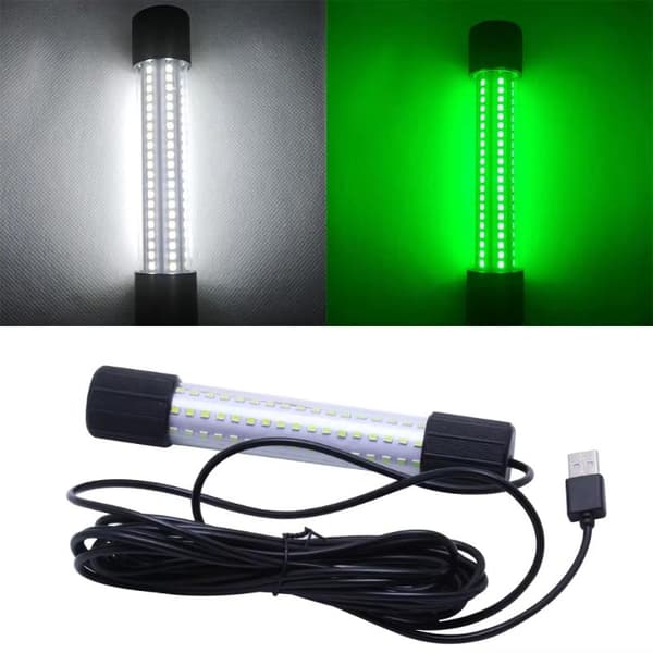 1 stk bærbar undervanns USB LED fiskelys White