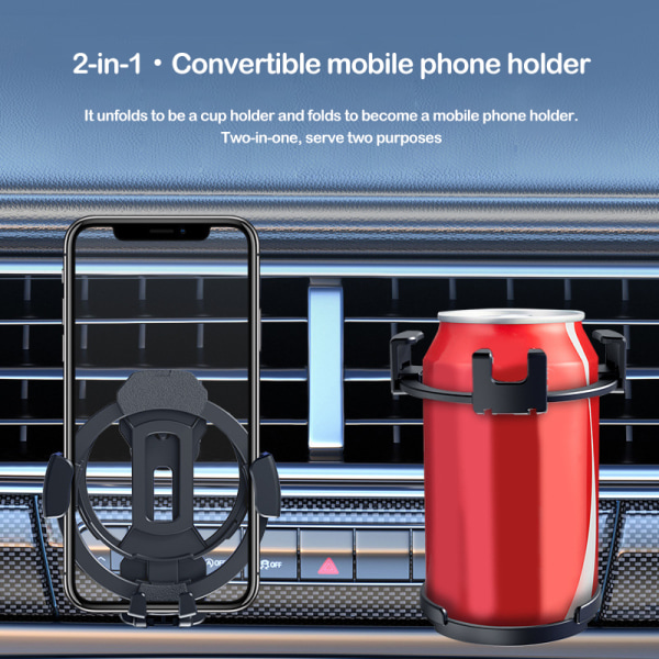 Multifunktions biltelefonhållare Vikbar mugghållare för lastbil V Black