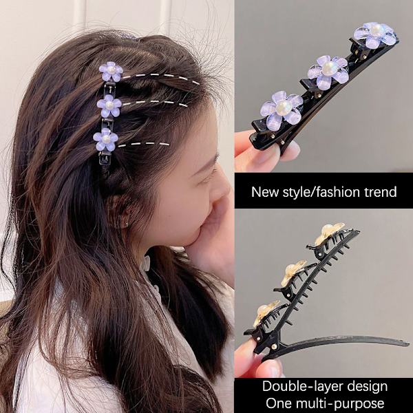Flower Sparkling Crystal Butterfly punottu hiusklipsit Nelilehtinen 3