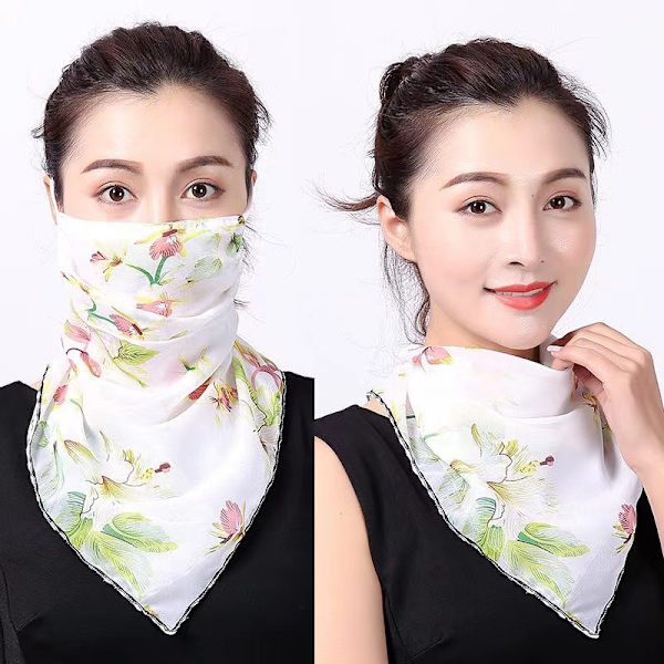 1st Kvinnor Solmask Chiffong Hals Damask Häng öra Chiffong Andning 3