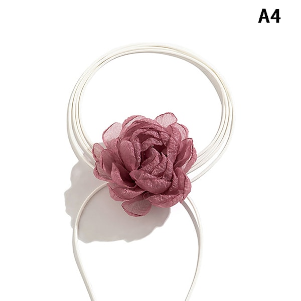 Fluffy Stoff Blonder Blomst Choker Halskjede Kvinner Lang Lace-up Ro A4