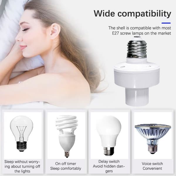 1Pc Offline ligent Stemmelampe Hovedfatningsadapter E27 LED-lampe