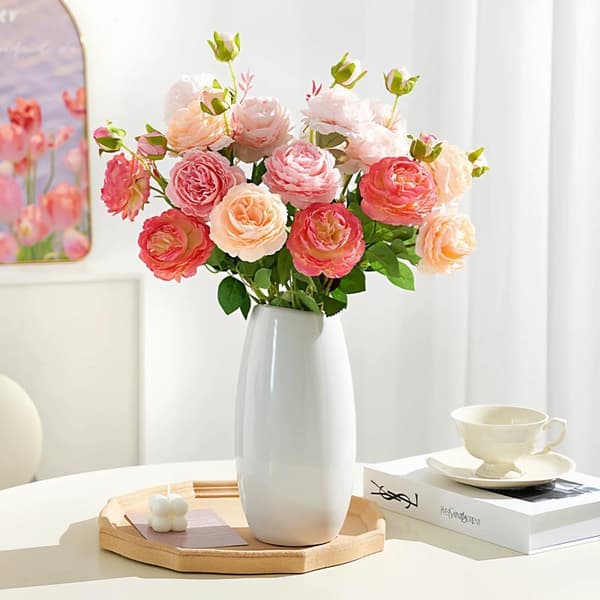 4/8 stk. kunstige silke pæoner blomster bryllupsbuketter udendørs A2 4pcs