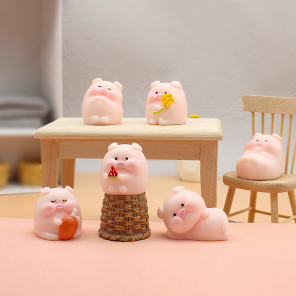 Mini e Pig Figur Dyremodell Moss Micro Landscape Home Deco A2