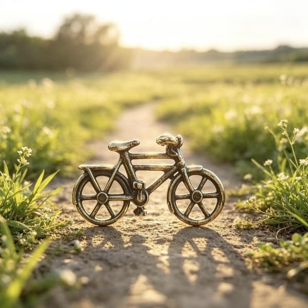 Mini cykelfigur i legering, retro antik finish, udsøgte detaljer