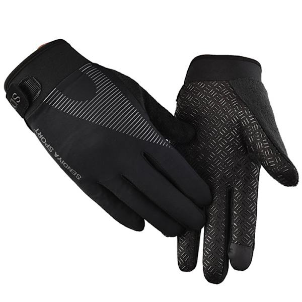 Män Cykelhandskar Full Finger Touch Motorcykel Cykel Mtb Bi Black M