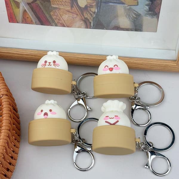 e Dampet Bolle Nøglering Realistisk Dimsum Design Blød Langsom Tilbage