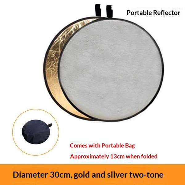2-i-1 Fotolysreflektor Sammenfoldelig Bærbar Til Udendørs Gold 30CM