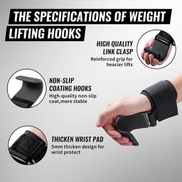 Dragkroksassistent handledskrok halkfritt grepp för tyngdlyftning gym Black A