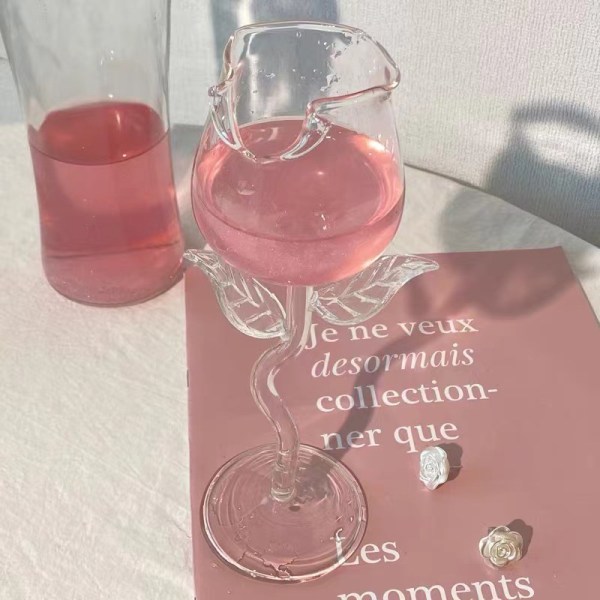 Rose-formet rødvinsglas Rose Shape vinglas med farvet A1